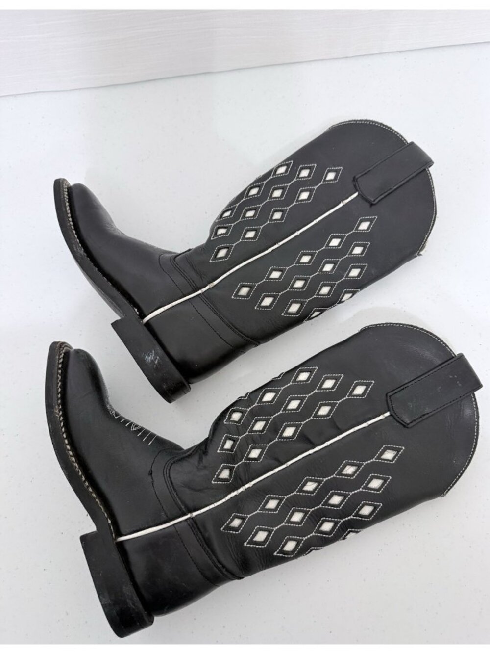 Olathe 6742 Unisex Kids Western Boots Size 10 Leather Black